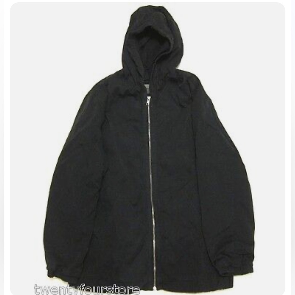 Mens REISS Cotton Hooded Jacket in Washed Black